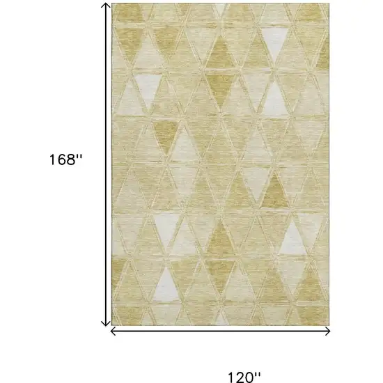 Gold And Ivory Geometric Washable Area Rug With UV Protection Photo 6