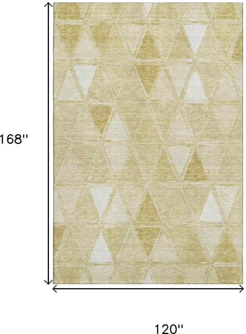 Gold And Ivory Geometric Washable Area Rug With UV Protection Photo 6