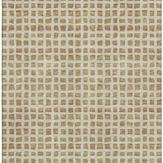 Gold And Ivory Geometric Washable Area Rug With UV Protection Photo 4