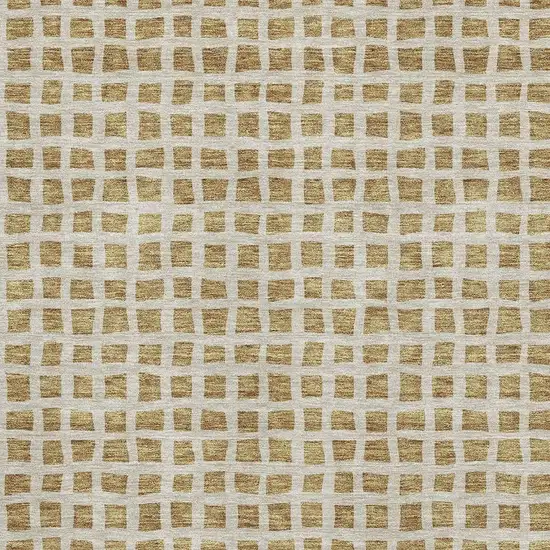 Gold And Ivory Geometric Washable Area Rug With UV Protection Photo 3