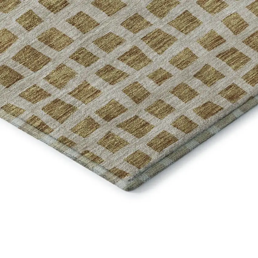 Gold And Ivory Geometric Washable Area Rug With UV Protection Photo 7