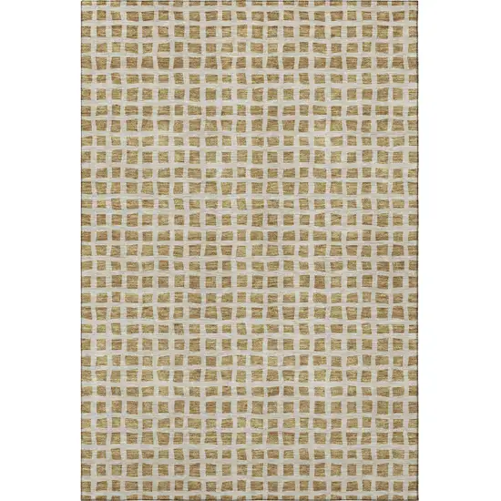 Gold And Ivory Geometric Washable Area Rug With UV Protection Photo 3