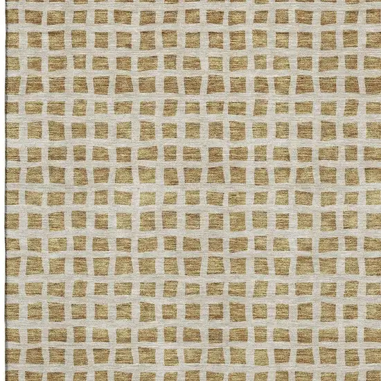 Gold And Ivory Geometric Washable Area Rug With UV Protection Photo 3