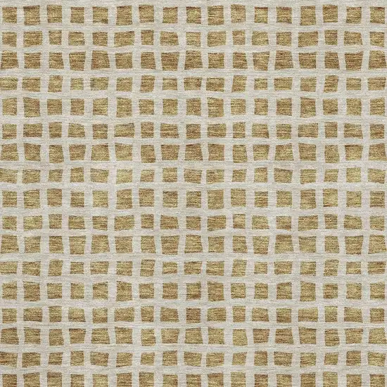 Gold And Ivory Geometric Washable Area Rug With UV Protection Photo 3