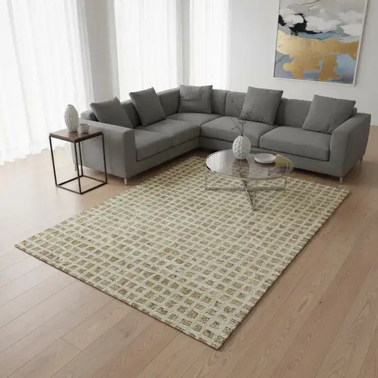 Gold And Ivory Geometric Washable Area Rug With UV Protection Photo 2