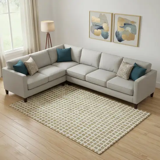 Gold And Ivory Geometric Washable Area Rug With UV Protection Photo 1