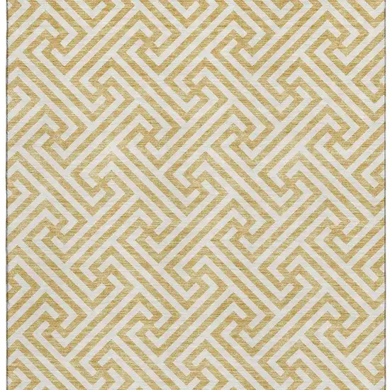 Gold And Ivory Geometric Washable Area Rug With UV Protection Photo 4