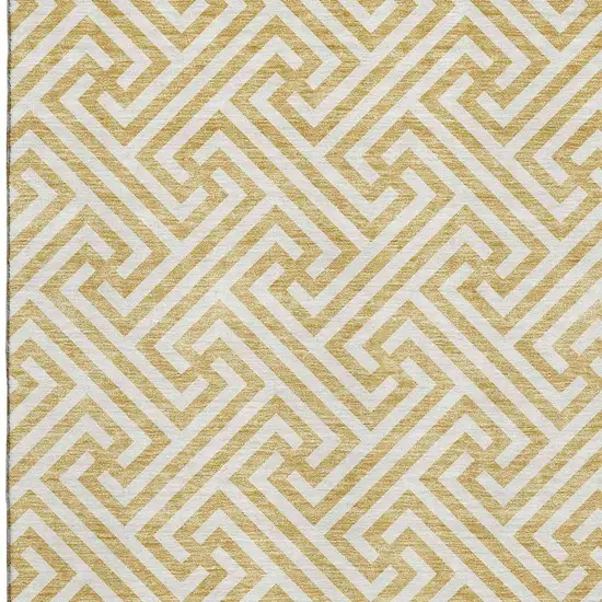 Gold And Ivory Geometric Washable Area Rug With UV Protection Photo 3