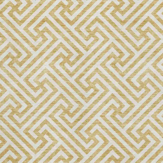 Gold And Ivory Geometric Washable Area Rug With UV Protection Photo 3