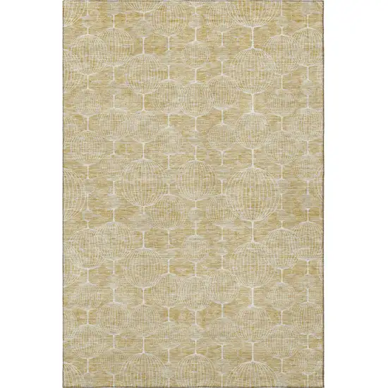 Gold And Ivory Geometric Washable Area Rug With UV Protection Photo 4