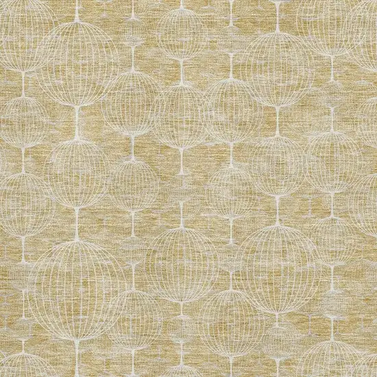 Gold And Ivory Geometric Washable Area Rug With UV Protection Photo 3