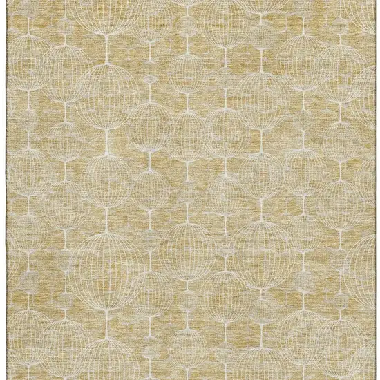 Gold And Ivory Geometric Washable Area Rug With UV Protection Photo 4