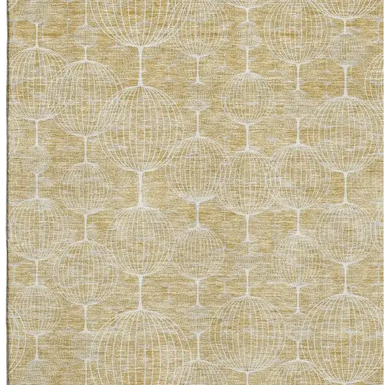 Gold And Ivory Geometric Washable Area Rug With UV Protection Photo 3