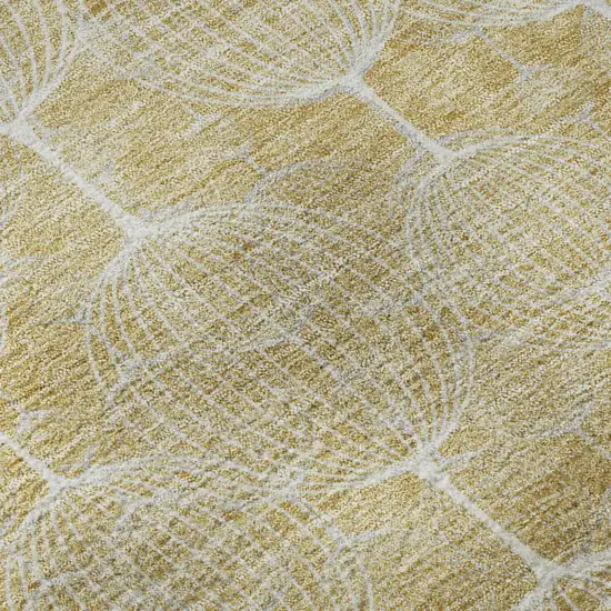 Gold And Ivory Geometric Washable Area Rug With UV Protection Photo 8