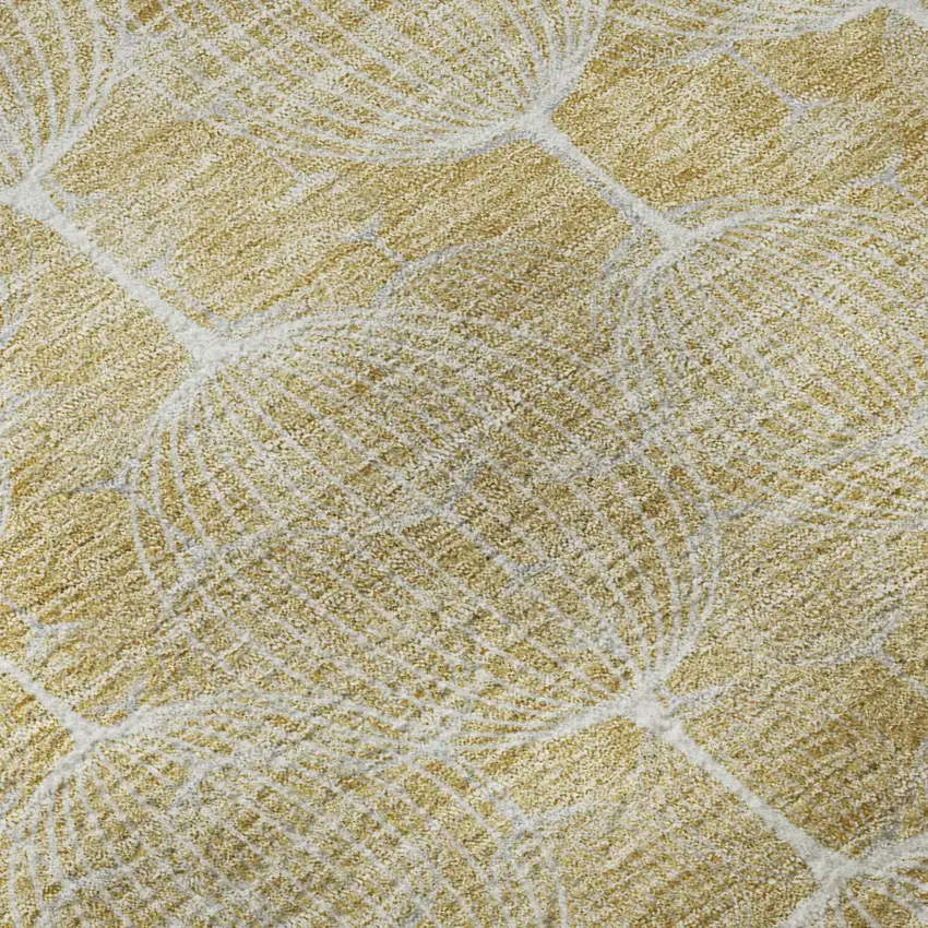 Gold And Ivory Geometric Washable Area Rug With UV Protection Photo 8