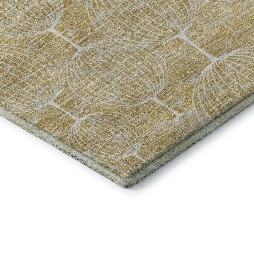 Gold And Ivory Geometric Washable Area Rug With UV Protection Photo 7