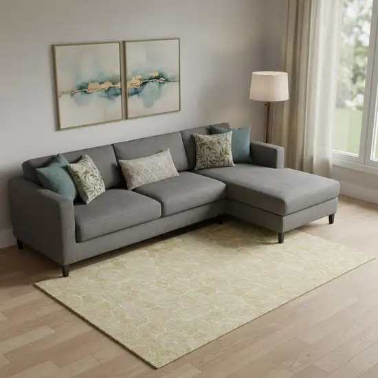 Gold And Ivory Geometric Washable Area Rug With UV Protection Photo 1