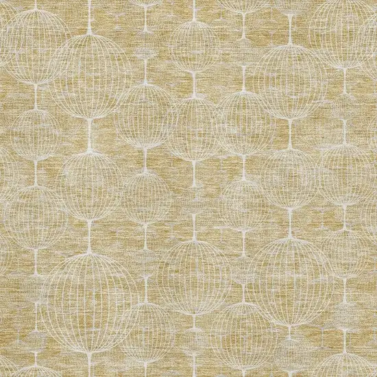 Gold And Ivory Geometric Washable Area Rug With UV Protection Photo 3