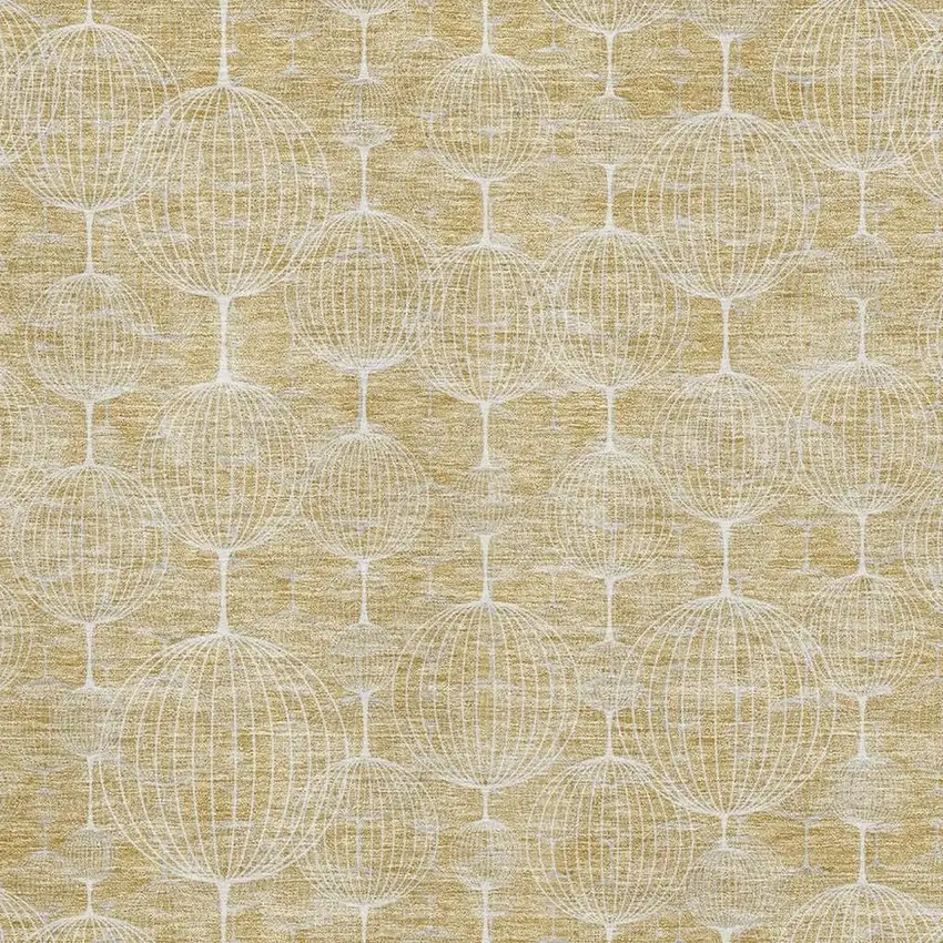 Gold And Ivory Geometric Washable Area Rug With UV Protection Photo 3