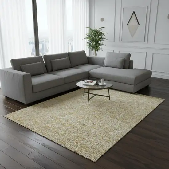 Gold And Ivory Geometric Washable Area Rug With UV Protection Photo 2