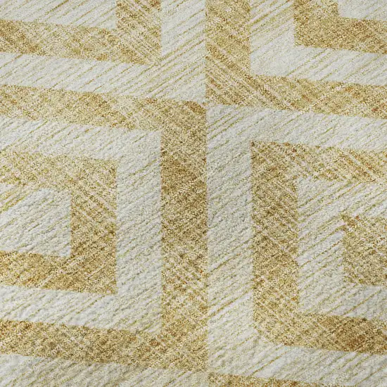 Gold And Ivory Geometric Washable Area Rug With UV Protection Photo 9