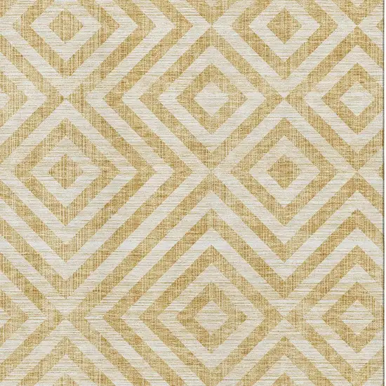Gold And Ivory Geometric Washable Area Rug With UV Protection Photo 3