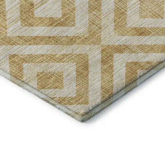 Gold And Ivory Geometric Washable Area Rug With UV Protection Photo 8