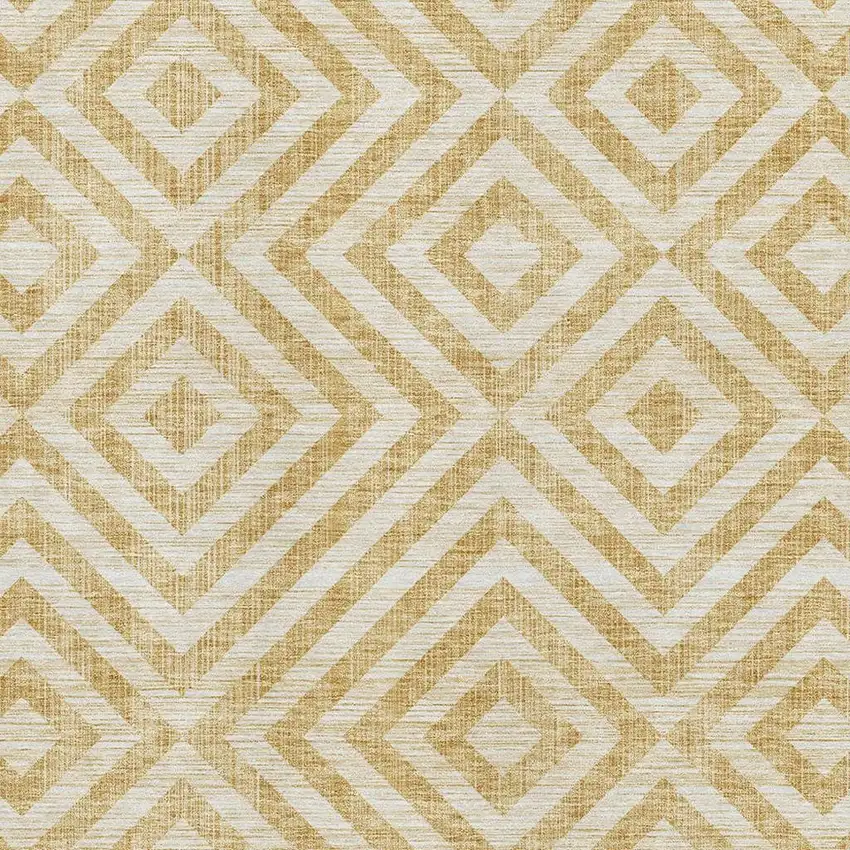 Gold And Ivory Geometric Washable Area Rug With UV Protection Photo 3