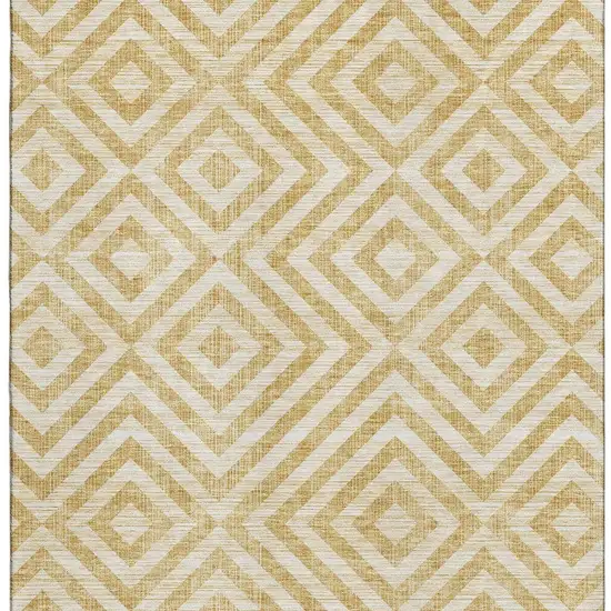 Gold And Ivory Geometric Washable Area Rug With UV Protection Photo 4