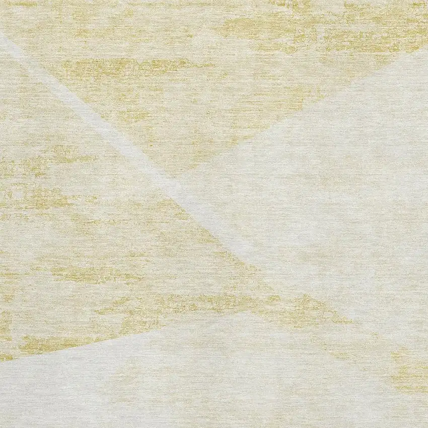 Gold And Ivory Geometric Washable Area Rug With UV Protection Photo 4