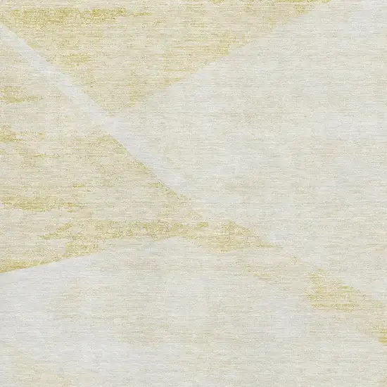 Gold And Ivory Geometric Washable Area Rug With UV Protection Photo 7