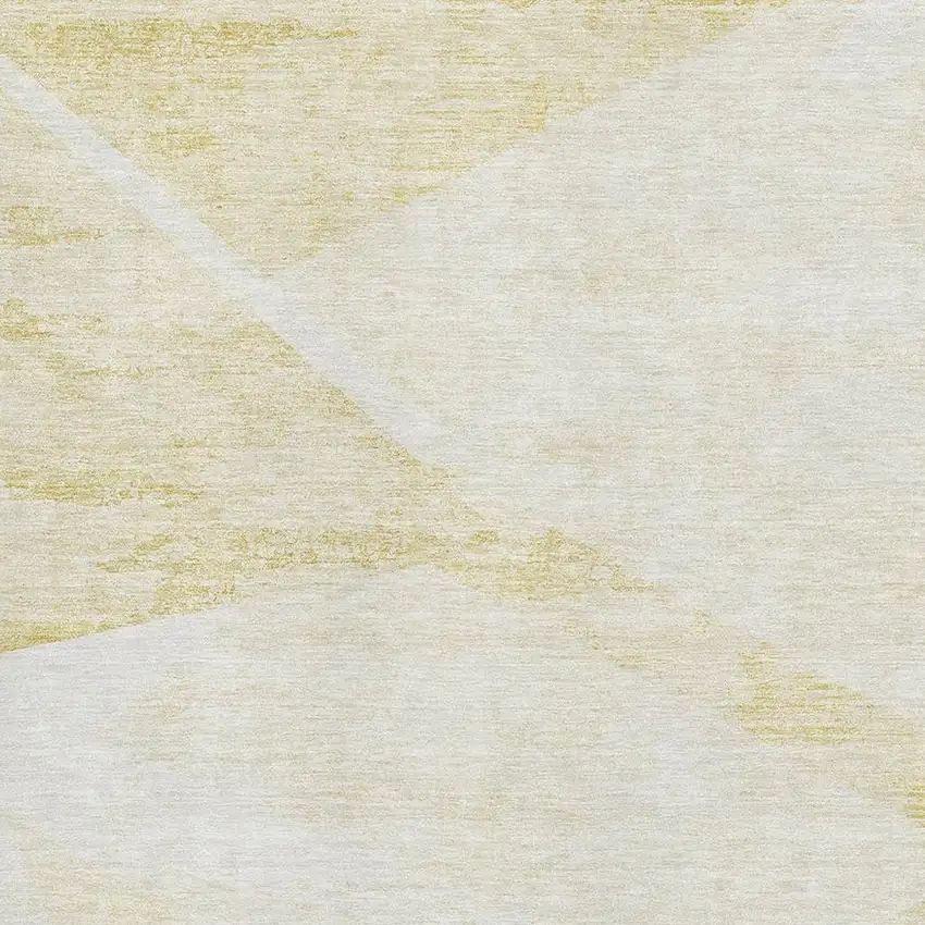 Gold And Ivory Geometric Washable Area Rug With UV Protection Photo 7
