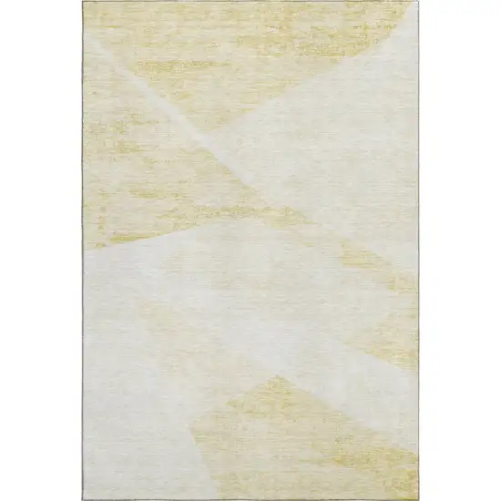 Gold And Ivory Geometric Washable Area Rug With UV Protection Photo 6