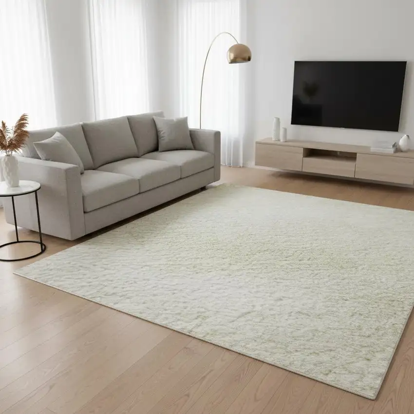 Gold And Ivory Geometric Washable Area Rug With UV Protection Photo 2