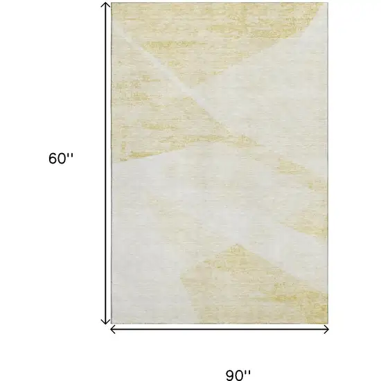 Gold And Ivory Geometric Washable Area Rug With UV Protection Photo 3