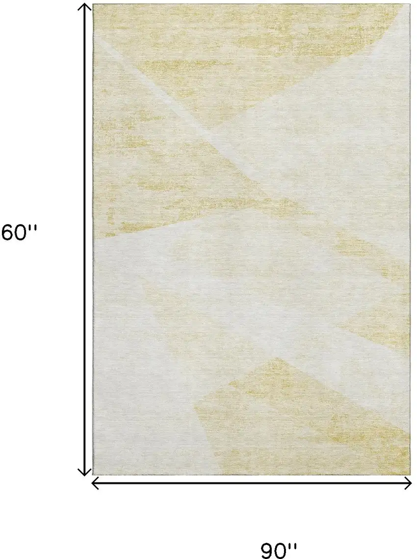 Gold And Ivory Geometric Washable Area Rug With UV Protection Photo 3
