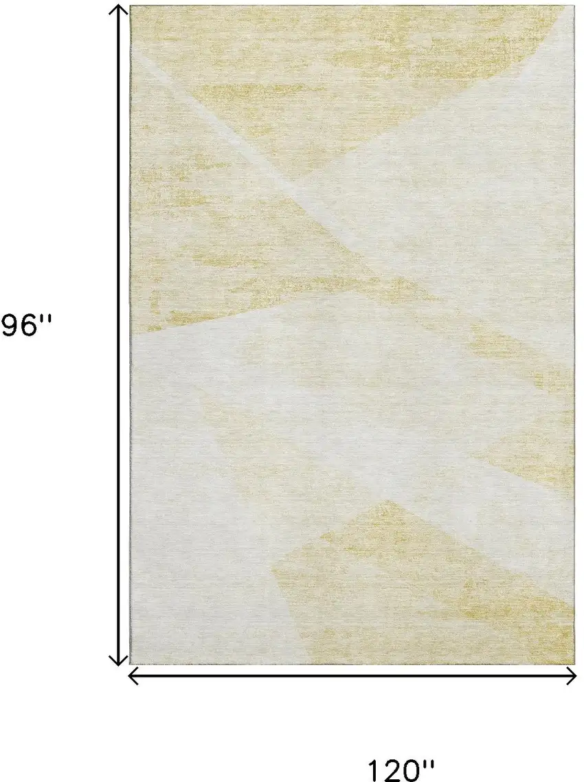 Gold And Ivory Geometric Washable Area Rug With UV Protection Photo 3
