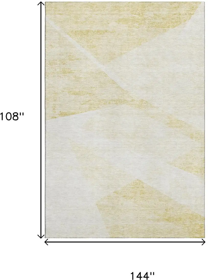Gold And Ivory Geometric Washable Area Rug With UV Protection Photo 3