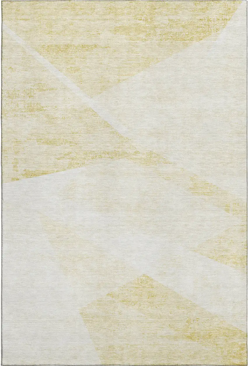 Gold And Ivory Geometric Washable Area Rug With UV Protection Photo 5