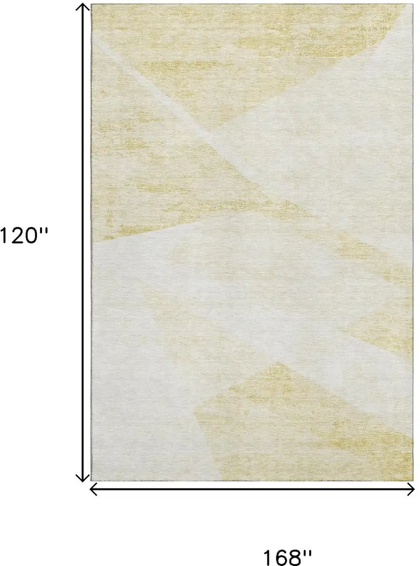 Gold And Ivory Geometric Washable Area Rug With UV Protection Photo 8