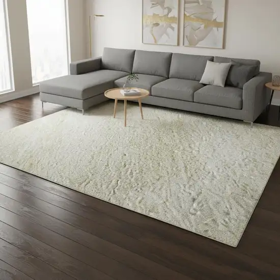 Gold And Ivory Geometric Washable Area Rug With UV Protection Photo 2