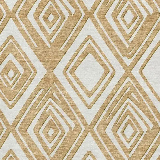 Gold And Ivory Geometric Washable Area Rug With UV Protection Photo 3