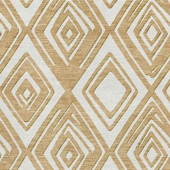Gold And Ivory Geometric Washable Area Rug With UV Protection Photo 3
