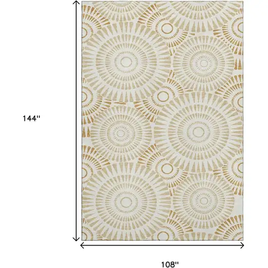 Gold And Ivory Geometric Washable Area Rug With UV Protection Photo 9