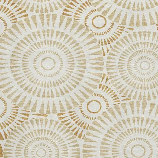 Gold And Ivory Geometric Washable Area Rug With UV Protection Photo 3