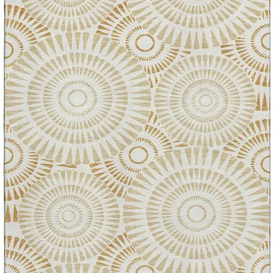 Gold And Ivory Geometric Washable Area Rug With UV Protection Photo 4