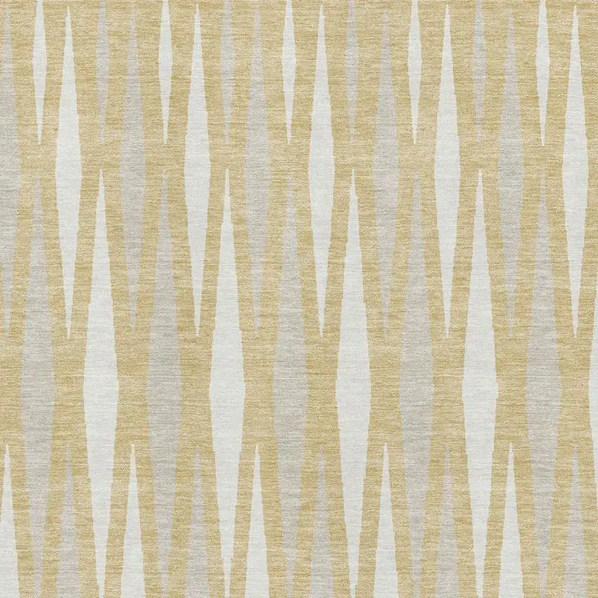 Gold And Ivory Geometric Washable Area Rug With UV Protection Photo 3