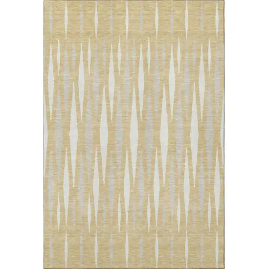 Gold And Ivory Geometric Washable Area Rug With UV Protection Photo 4