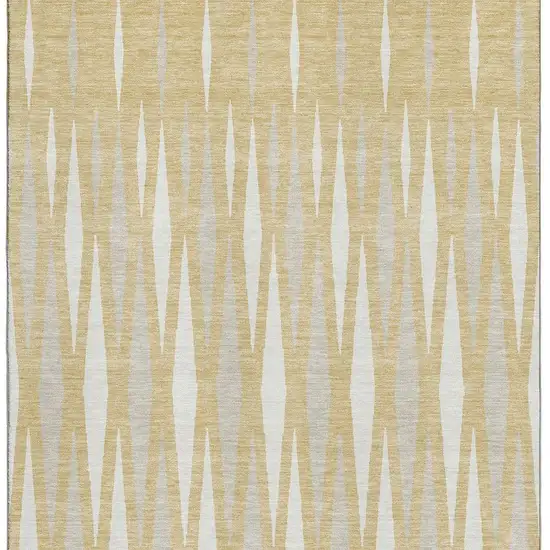 Gold And Ivory Geometric Washable Area Rug With UV Protection Photo 3