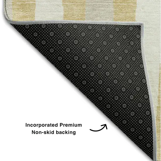 Gold And Ivory Geometric Washable Area Rug With UV Protection Photo 7